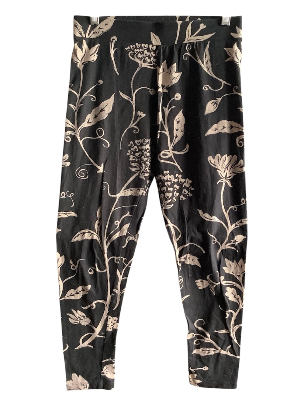 Vintage Y2K Desigual Black Cream Floral Leggings M